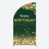 Lofaris Glitter Gold Green Balloons Birthday Half Moon Arch Backdrop